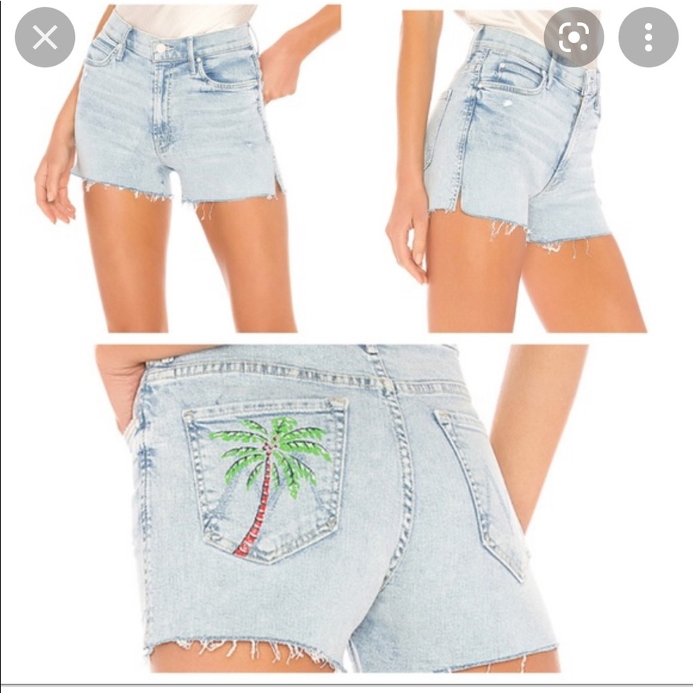 MOTHER high waisted shorts with painted palm tree